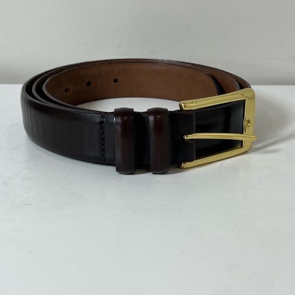 Allen Edmonds Size 42 Made in USA Cobbler Leather Soft Black Belt Brass Buckle - Picture 5 of 11